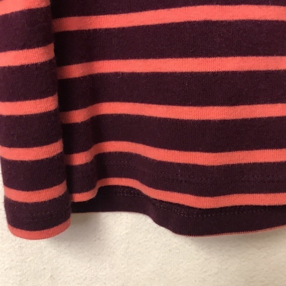 GAP Women’s Striped Tee Wine/Peach XXL Long Sleeves Crew Neck EUC Fall - Picture 6 of 11